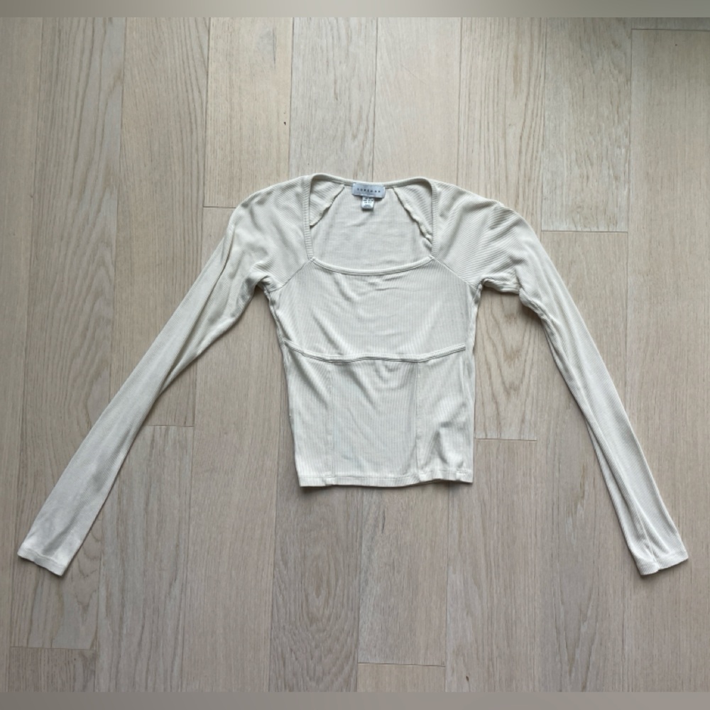 TopShop Cream Long Sleeve Top XS
